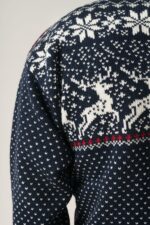 Wool Sweater With Reindeers For Men, Knitted Men'S Sweater With Crew Neck, Christmas Sweater