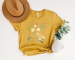 Flower T-Shirt , Gift For Her , Women Trendy Tshirt , Spring Concept , Wild Meadow Flower Nature Tee , Floral Tee , Gardener Botanical Shirt