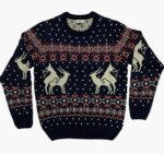 Reindeer Funny Ugly Christmas Sweater Navy