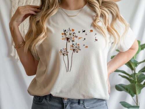 Cats Flower Fly Dandelion Shirt Cute Cat Lover T-Shirt - Cat Lover Gift, Funny Cat Shirt, Summer Shirt, Cool Cat, Cat Shirts