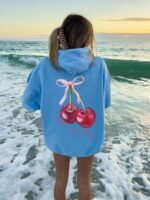 Coquette Cherry Hoodie Have A Good Day Hoodie Words On Back Coquette Bow Hoodie Trendy Ribbon Hoodie Cute Coquette Pullover Hoodie