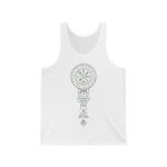 Green Runic Vegvisir Unisex Jersey Tank, Viking Compass, Norse Pagan Tank Top, Elder Futhark Runes - Bella+Canvas 3480