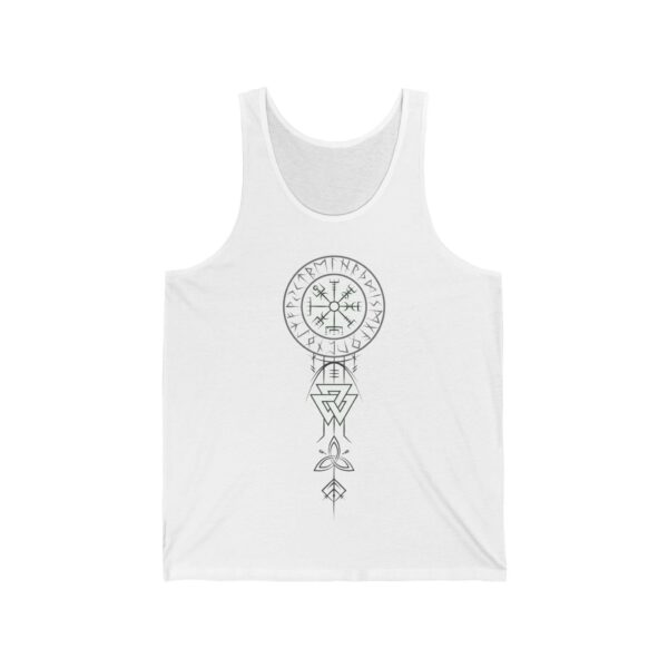 Green Runic Vegvisir Unisex Jersey Tank, Viking Compass, Norse Pagan Tank Top, Elder Futhark Runes - Bella+Canvas 3480