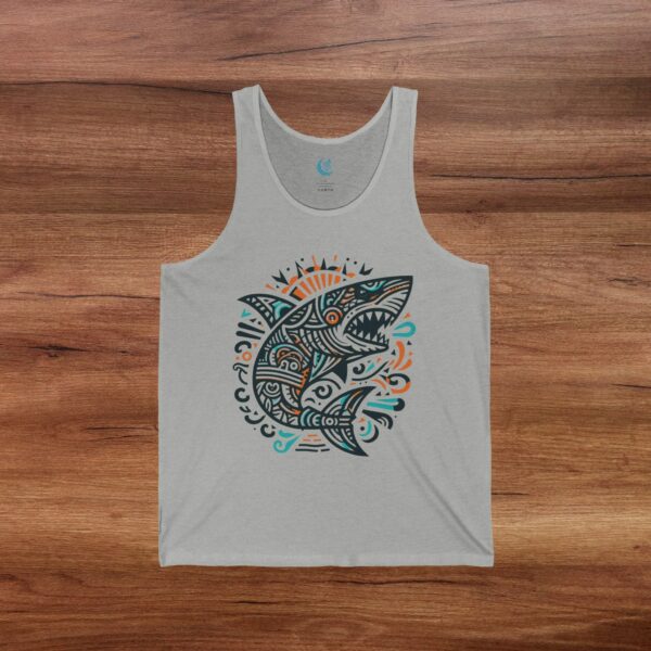 Tribal Shark Series &Quot;Ocean Sunrise Shark&Quot; Soft Lightweight Cotton Jersey Men'S Summer Tank Top