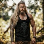 Green Runic Vegvisir Unisex Jersey Tank, Viking Compass, Norse Pagan Tank Top, Elder Futhark Runes - Bella+Canvas 3480