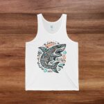 Tribal Shark Series &Quot;Ocean Sunrise Shark&Quot; Soft Lightweight Cotton Jersey Men'S Summer Tank Top