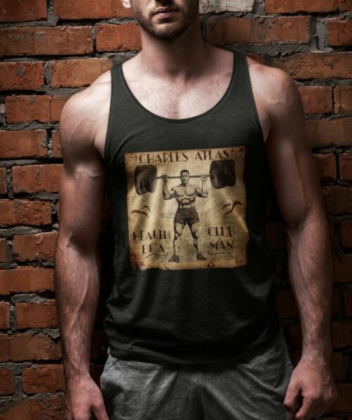 Charles Atlas Health Club Tank Top For Exercise Tank Top For Gym Unisex Workout Tank Top For Weightlifting Tank Top For Bodybuilders Gym Top