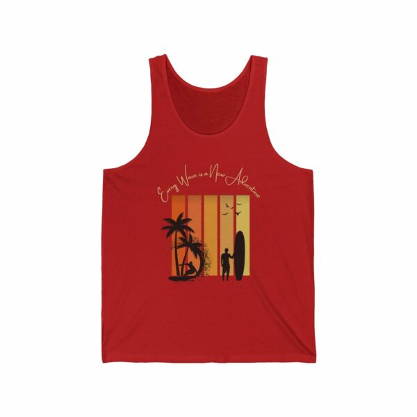 Surfer Tank Every Wave Is A New Adventure Black And Red