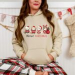 Meowy Christmas Hoodie, Cat Christmas Hoodie, Cat Lover Xmas Sweatshirt, Christmas Cat Mom Sweatshirt, Catmas Gift For New Year,