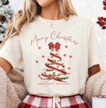 Christmas Sweatshirt For Women Best Seller, Cute Christmas Tree Shirt, Festive Holiday Top, Colorful Xmas Sweater, Pink Coquette Bow Tshirt